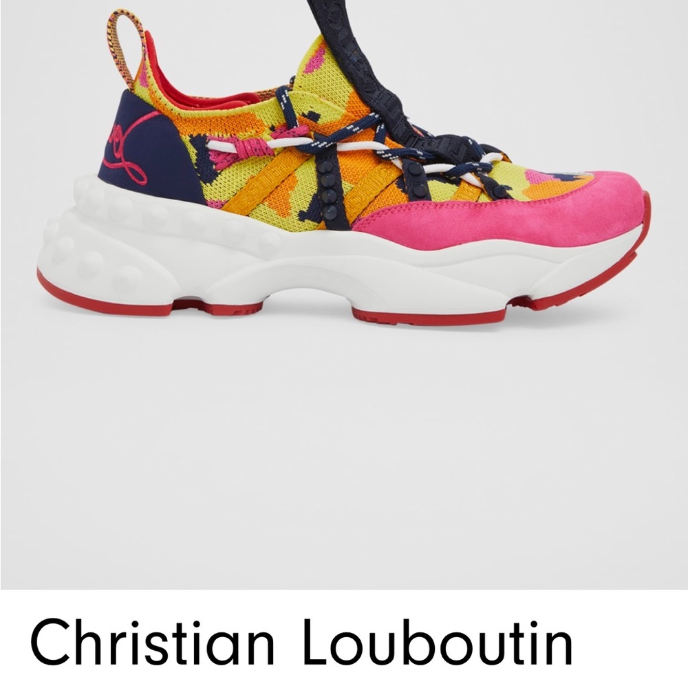 Christian Louboutin Pink and Yellow Sneakers